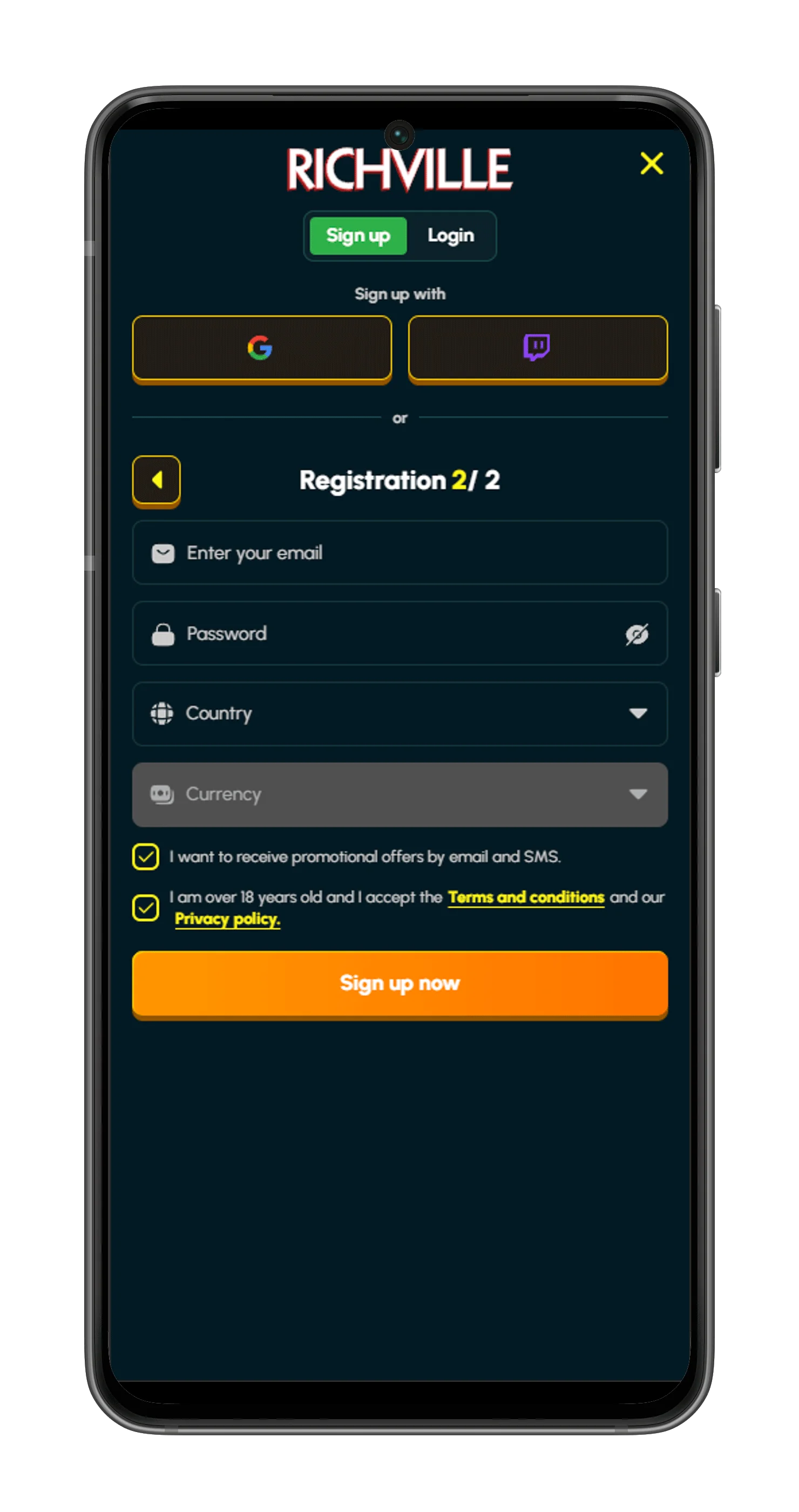 registrazione richville casino